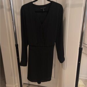 Black V-Neck Long Sleeve Women's Dress